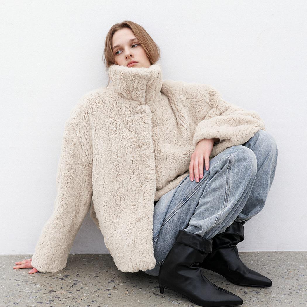 아틀리에 나인  FLUFFY HAIRY FUR JACKET JK-3051