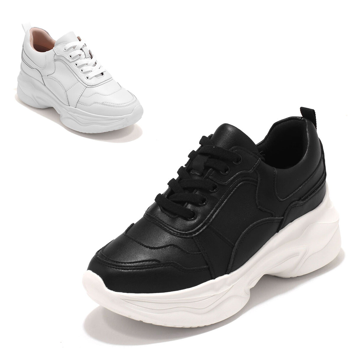 SAERA [AK수원점] [세라] 구두 여성화 운동화 베이직 경량 스니커즈 C24W400 블랙 화이트 7CM