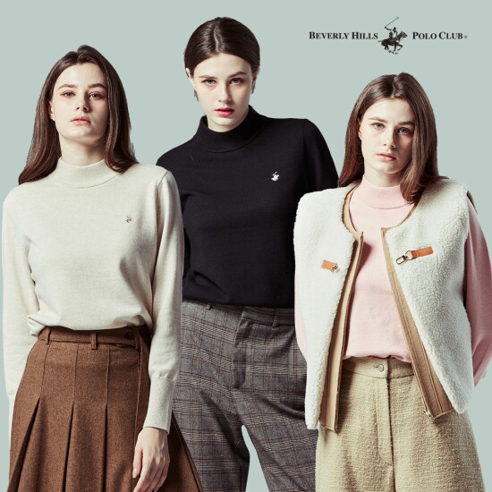 [비버리힐스폴로클럽]비버리힐스폴로클럽 24FW 울블렌디드 모크넥 여성 니트 3종 