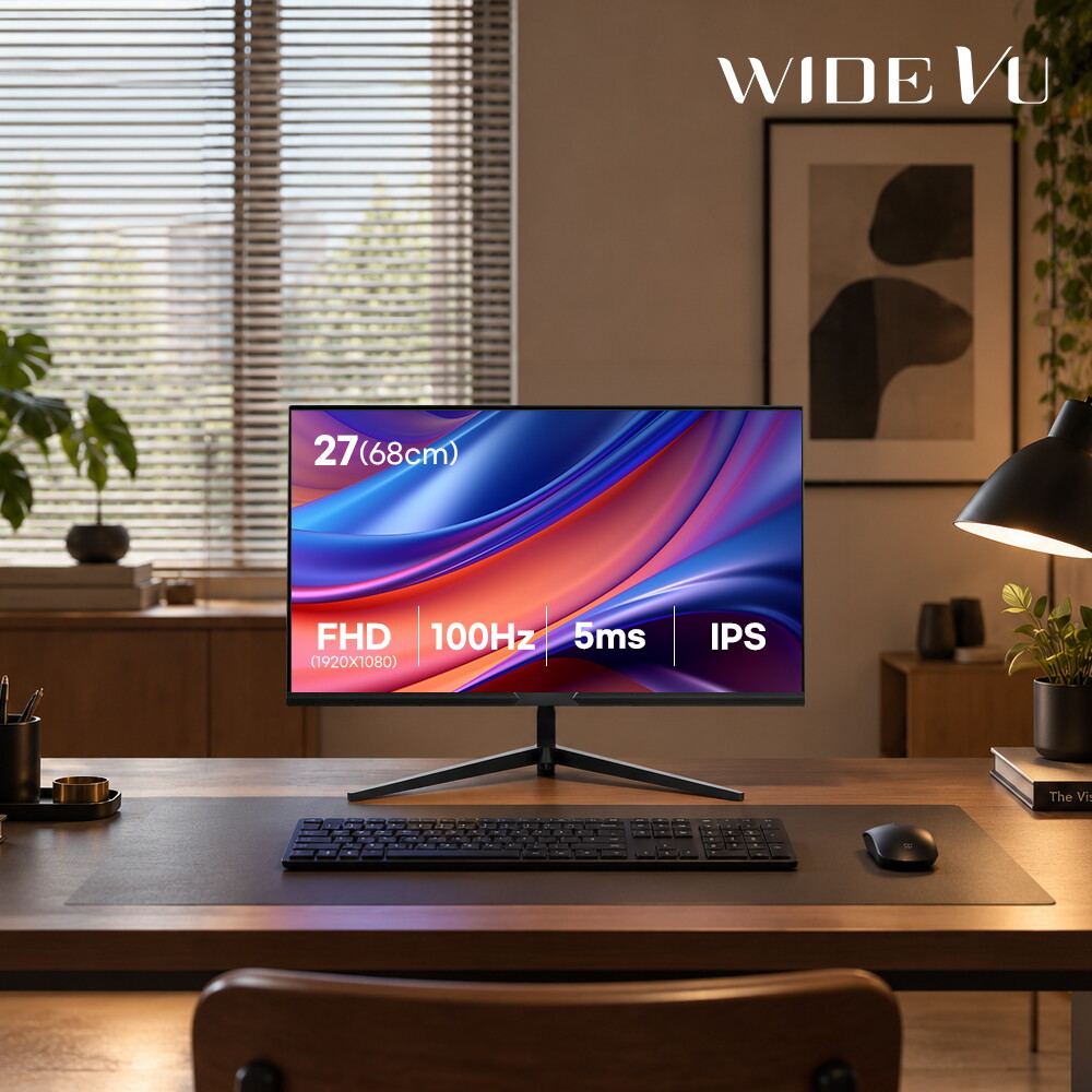 와이드뷰 27인치 FHD 컴퓨터 모니터 듀얼 사무용 PC 가성비 인강용 (IPS 패널)