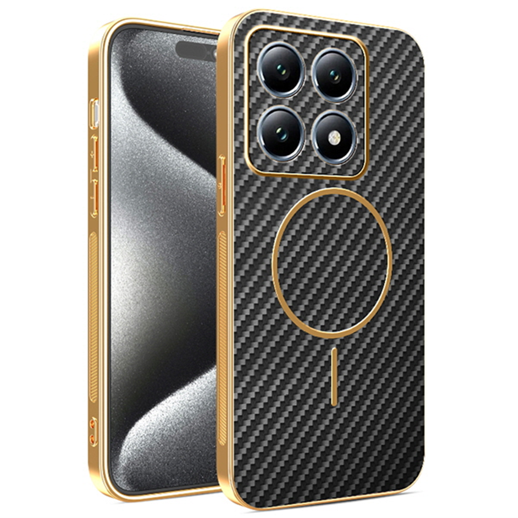 수나르 샤오미 미14T 맥세이프 고급 카본 패턴 도금 프레임 슬림 핸드폰 케이스