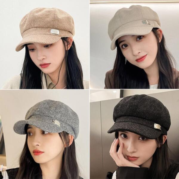 아트박스 아트박스/신상오픈런 니하르 여성 헌팅 뉴스보이캡 골덴 모자 은색