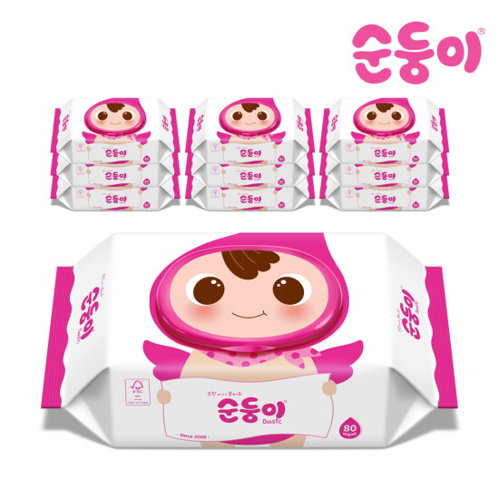 [순둥이][순둥이]베이직 물티슈 캡형 80매 10팩/BC-01