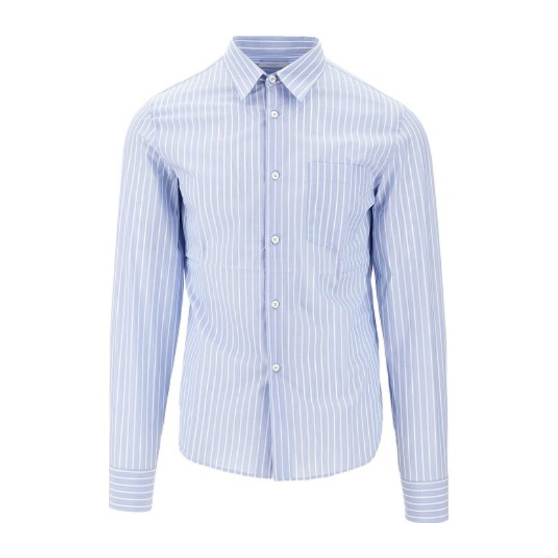 프라다 프라다 버튼 프론트 스트라이프 체스트 포켓 셔츠 UCN627SOOO 17LQ F0D9K