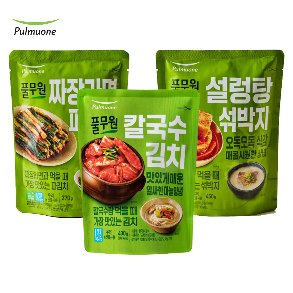 풀무원 (풀무원) 별미김치 모음(칼국수 김치1+짜장라면 파김치1+설렁탕 섞박지1)