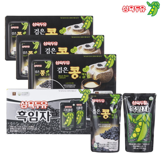 [삼육두유]삼육두유 검은콩과 칼슘 20팩 3박스 + 흑임자 두유 파우치 20팩 1박스 (총 80팩)