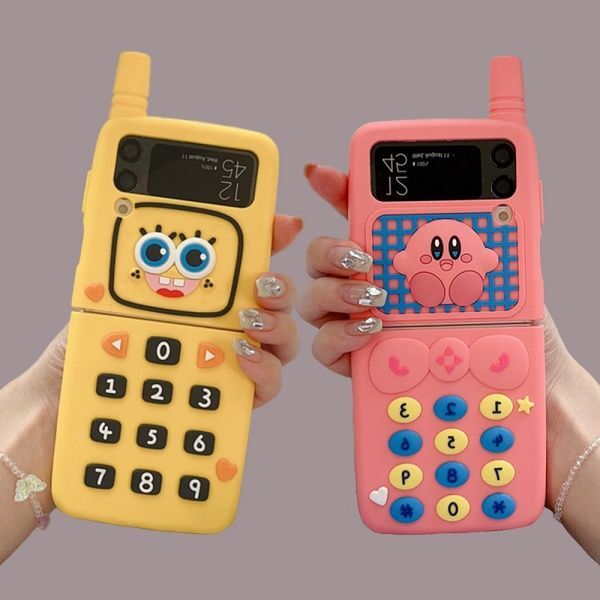 교보문고 사찌몰 갤럭시z플립 4 3 캐릭터 레트로 안테나 전화기 케이스