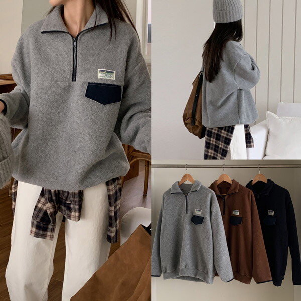 아이우먼 [하프클럽/아이우먼]위쉬몰 KD 후리스라벨지퍼넥긴팔티(T710H602) 빅사이즈