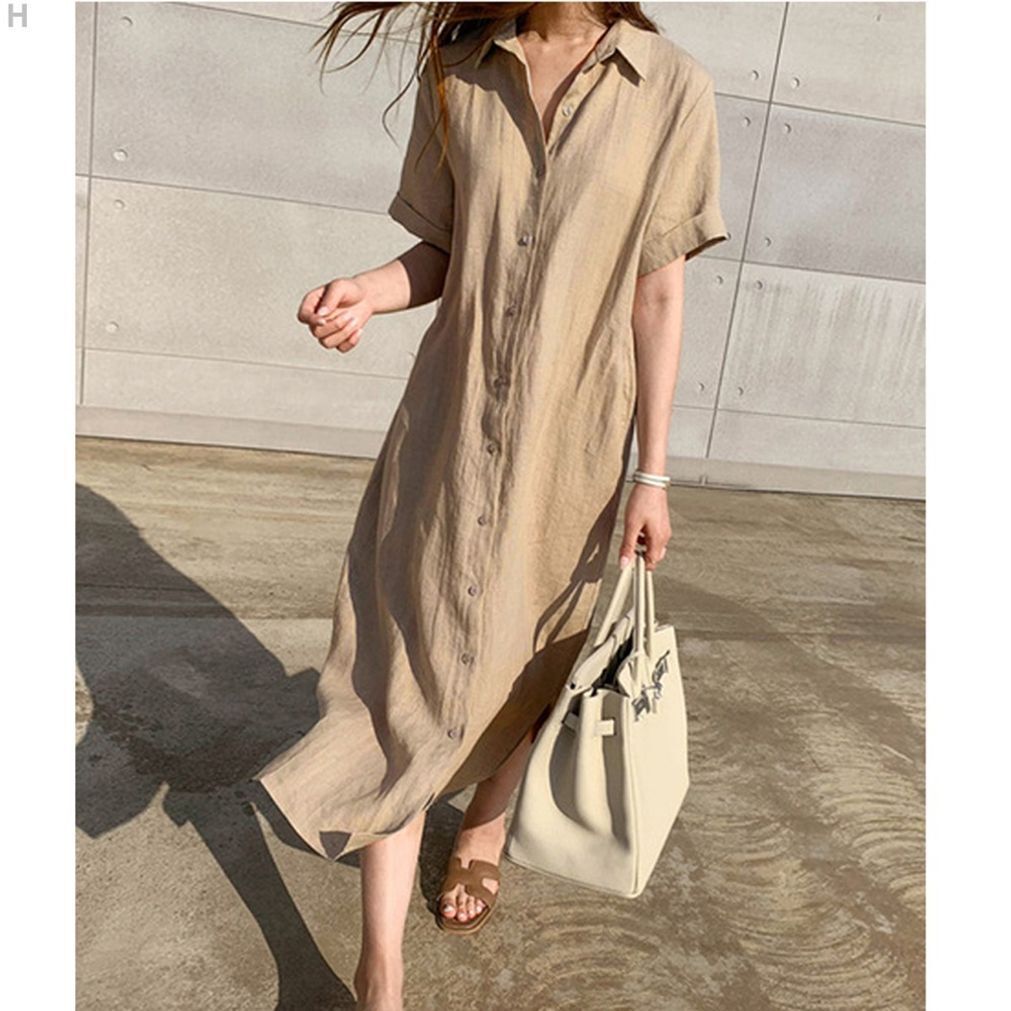 지오벤처스 반팔 DHH 셔츠 B107 린넨 원피스 롱 끈 여름 미니 치