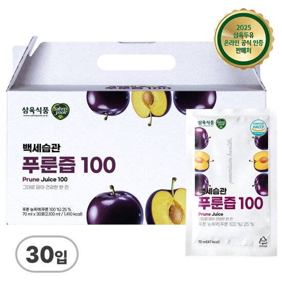 [삼육식품]삼육식품 백세습관 푸룬즙 100  70ml 30포,1세트