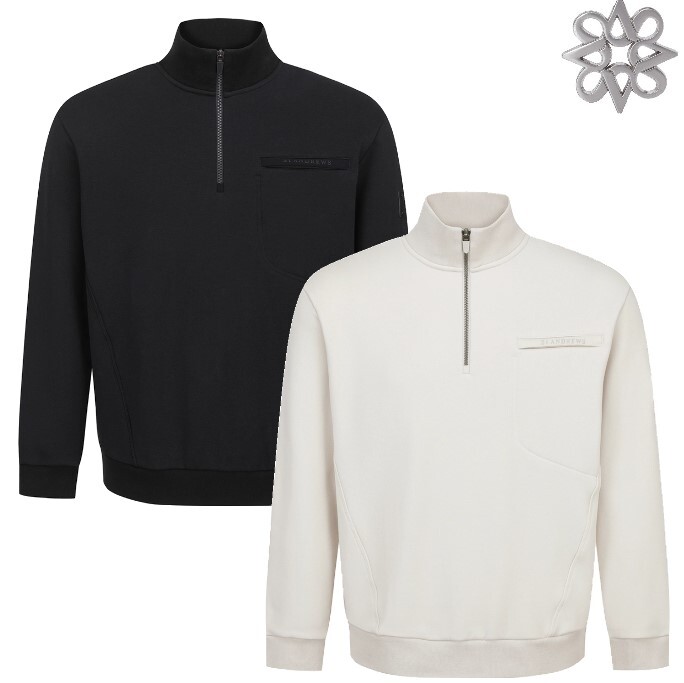 세인트앤드류스 (사은증정) 남성 레더 와펜 하프지업 밍크 기모 긴팔 티셔츠 811C4TR025