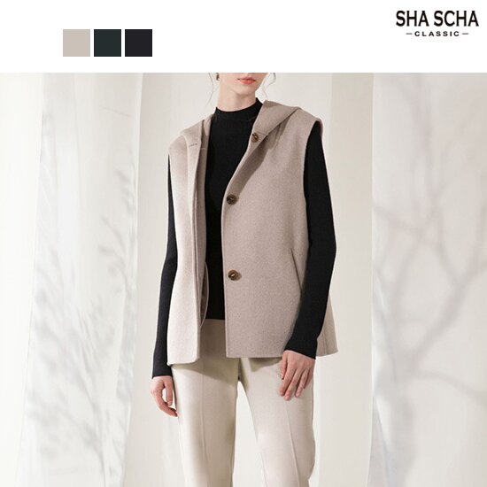 [홈쇼핑인기]샤샤 울블렌드 핸드메이드 후드베스트