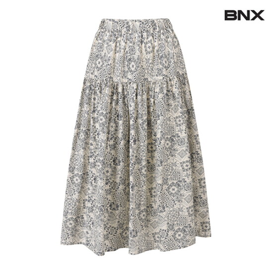 [BNX](11번)데일리 페이즐리 자가드 셔링 롱 스커트 (BW2SK004L0)