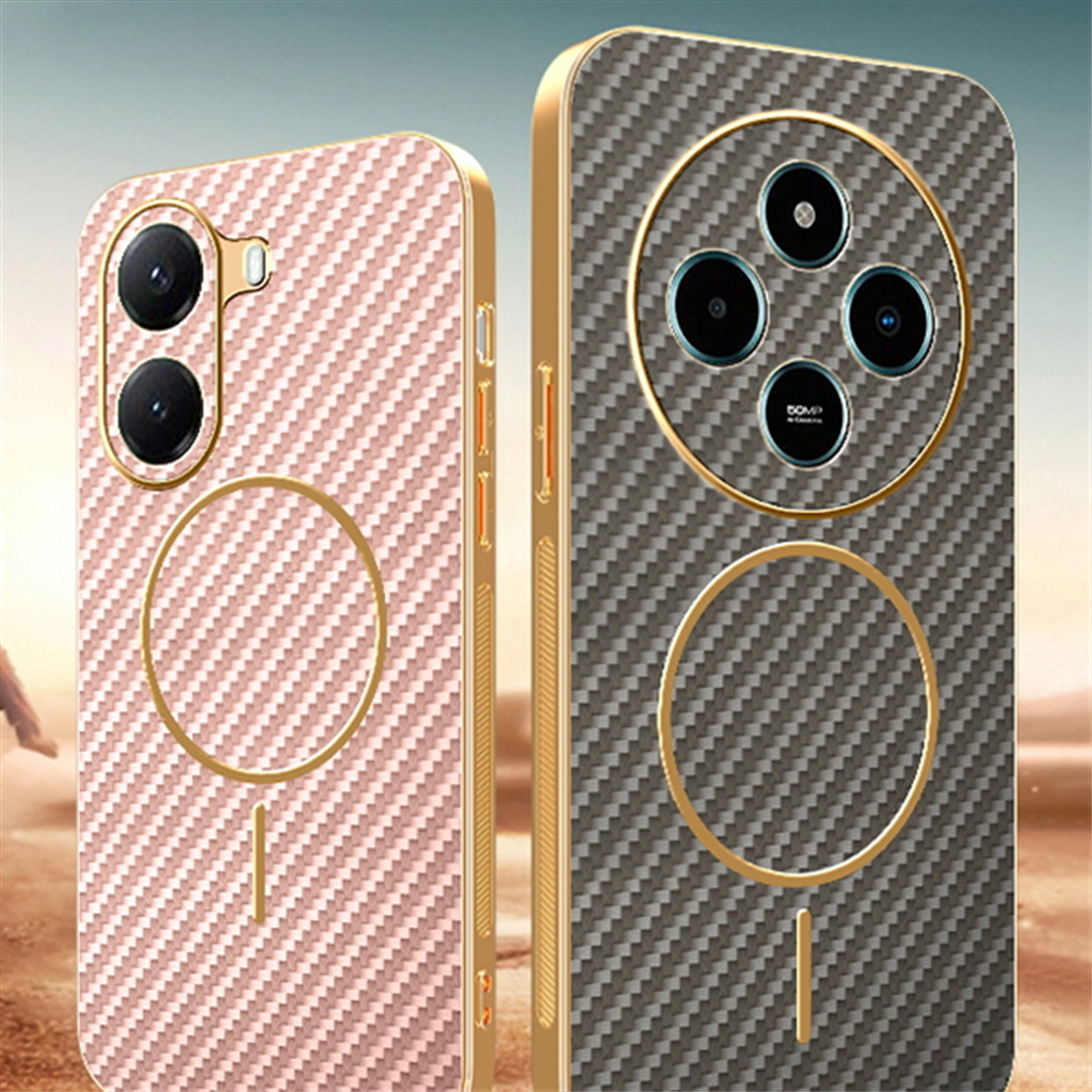 수나르 샤오미홍미노트13 포코M7 F7 X7 X6 프로 홍미14C 미15울트라 14T 맥세이프 고급카본패턴 도금프레임 케이스