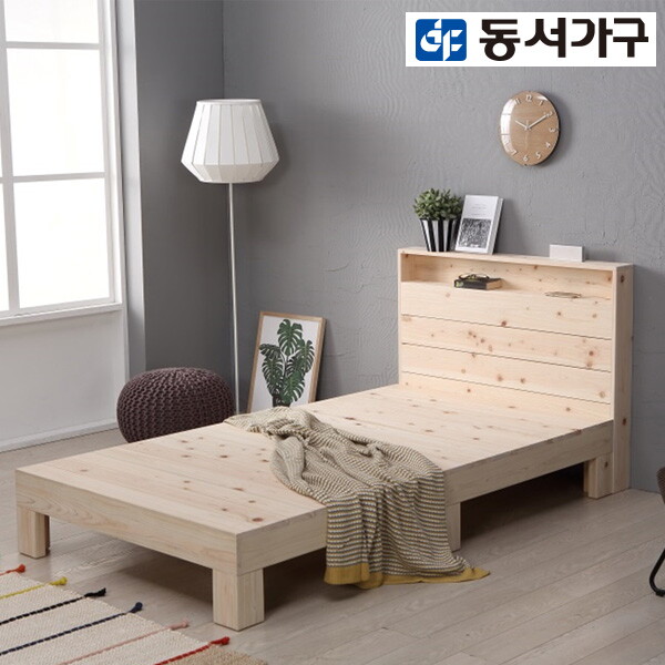 동서가구 편백나무 통원목 수납헤드 SS침대 프레임 DF907766