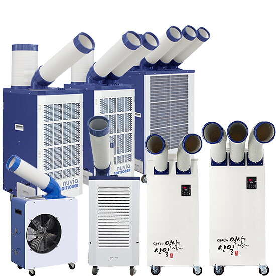 신일 [리뷰이벤트] 가정용&업소용 에어컨 모음 / 캐로스 신일 누비아 화레이 쿠오레 산업용 업소용 창문형 공장 사무실