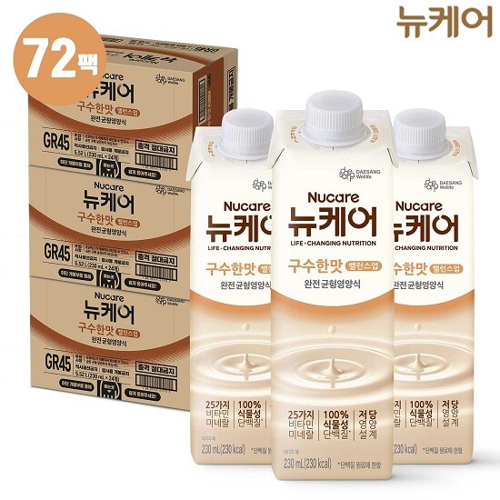 [대상웰라이프]NEW[직][싱글]뉴케어 구수한맛 밸런스업 총 72팩 (230ml X 24팩 X 3박스)