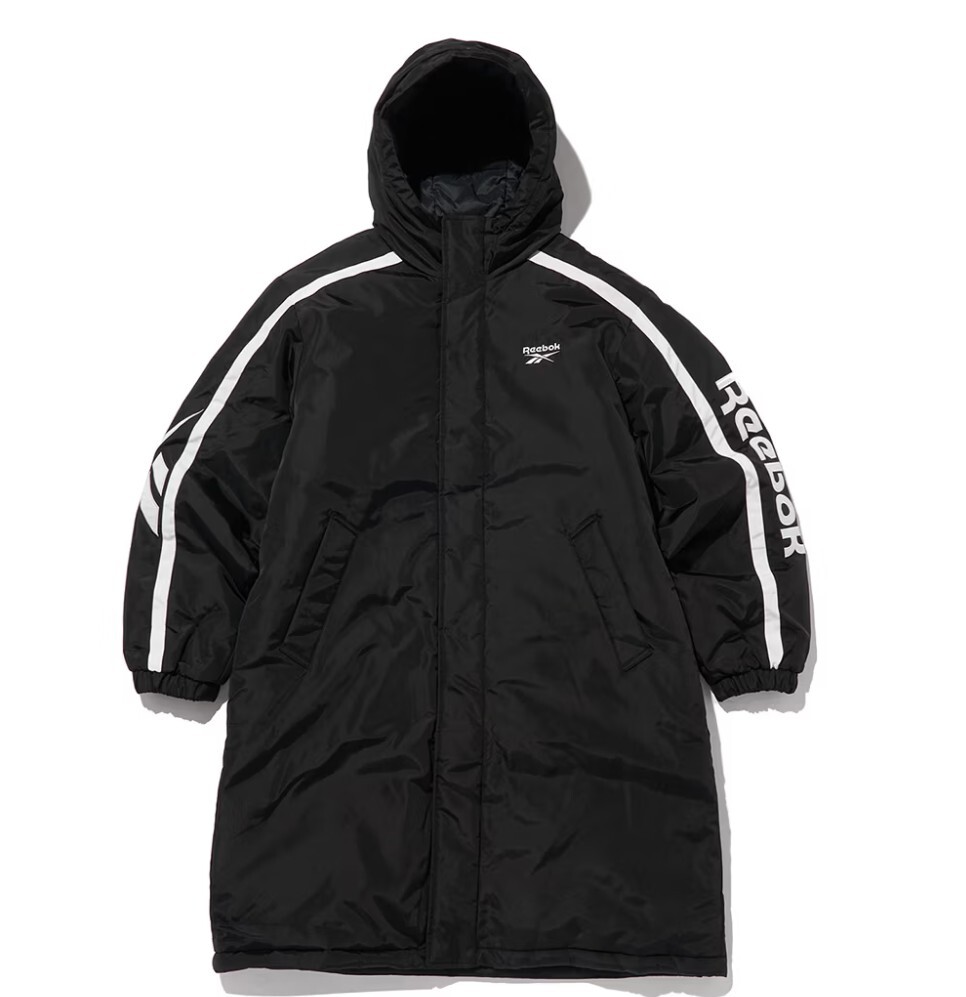 리복(스포츠아울렛) 벡터 패널드 벤치 코트 남녀공용 롱 다운 자켓 REJU4FD58