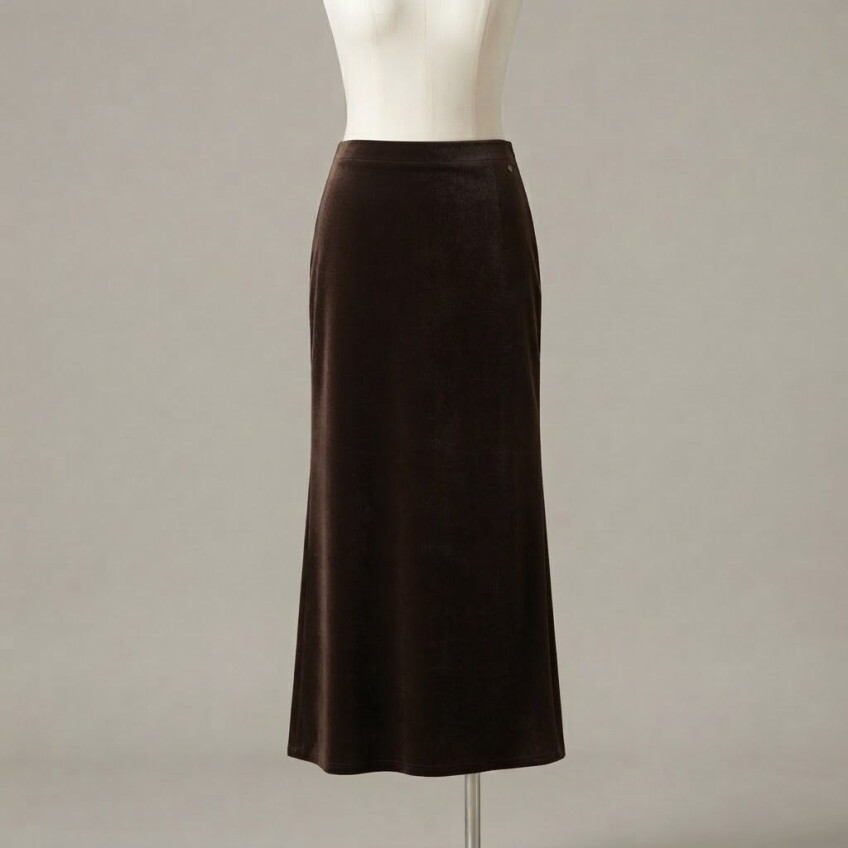 온앤온 온앤온 벨벳 롱 스커트 KHAKI BROWN EVR NMW6A-S8060 4F