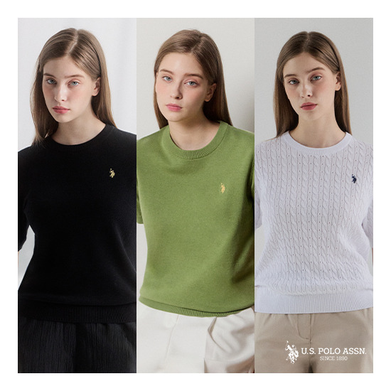 [USPA]○USPA 26SS 여성 코튼 반팔니트 3종