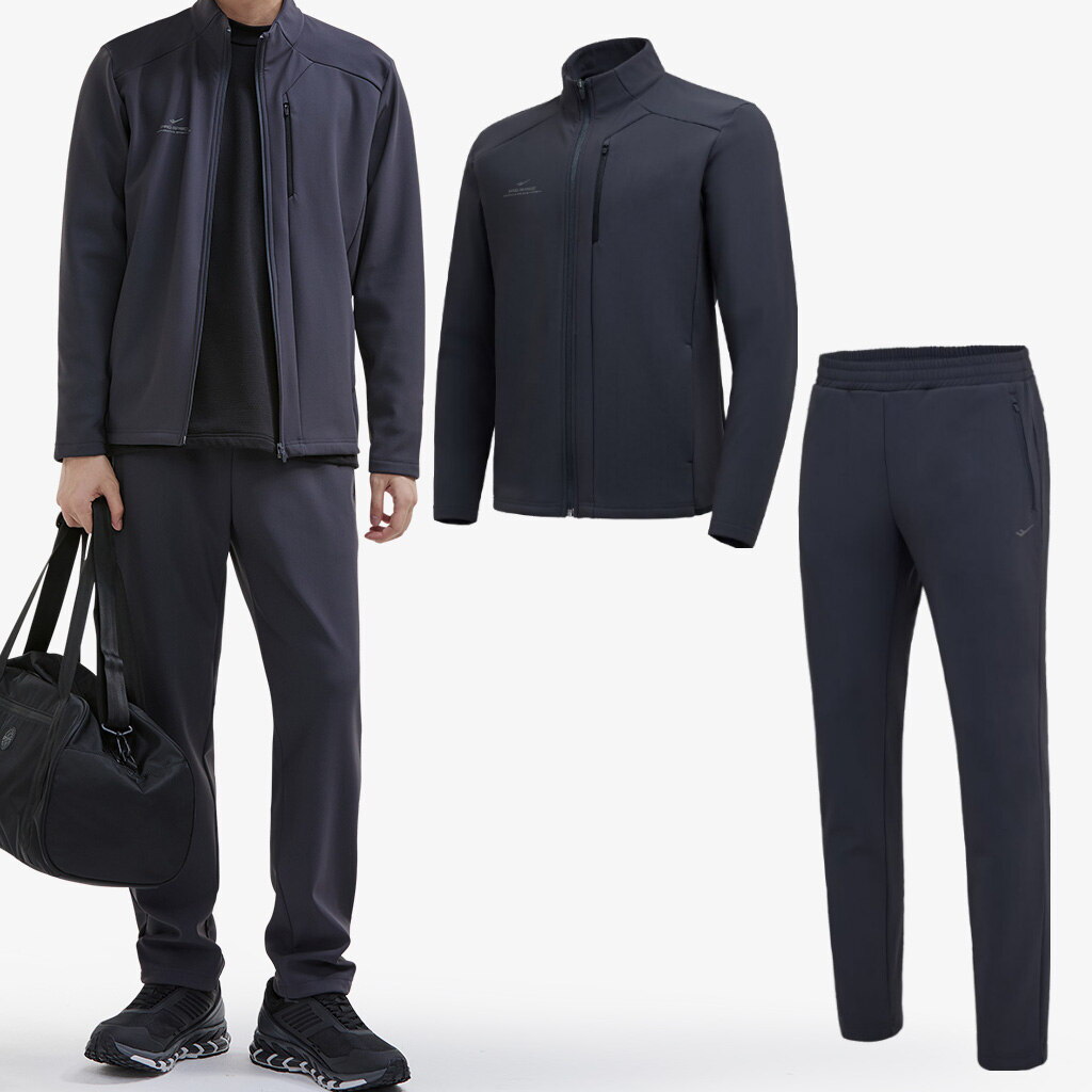 ㈜LS네트웍스 프로스펙스 (패플) [프로스펙스]남자 차콜 트리코트 본딩 밍크기모 트레이닝 상하의 세트 / 남성 겨울 추리닝 셋업 PW3MN24W202 212_IC