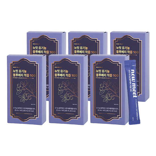 [뉴밋]□[6박스] 뉴밋 유기농 블루베리 착즙 100 (20ml x 14포 x 6박스)