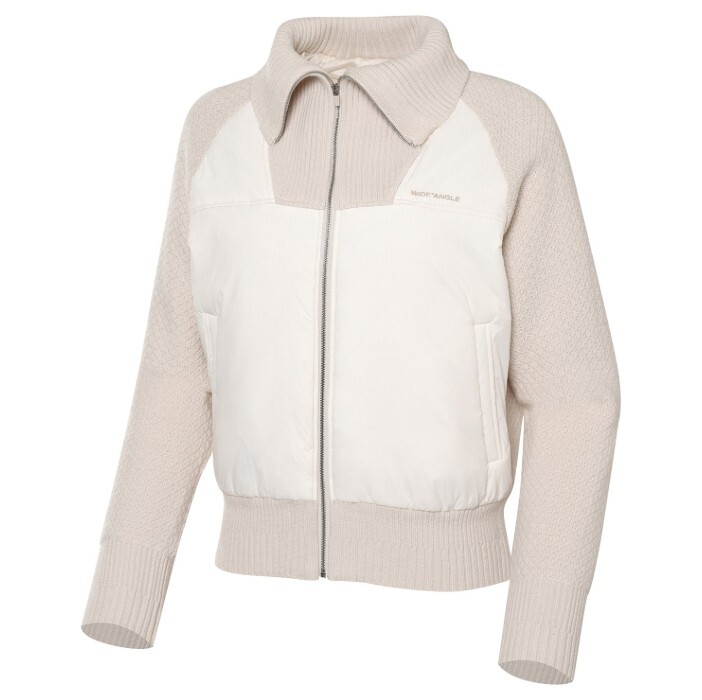 와이드앵글 CO 우븐 패치 패딩 풀집업 스웨터 WWW23K15E2