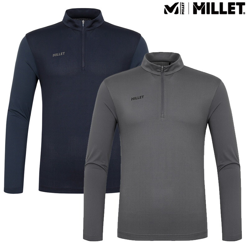 밀레 [밀레]밀레 [ 25SS 할인특가 ] 남성 봄여름 반집업티 소매 하이게이지 티셔츠_MXUUT070II_US