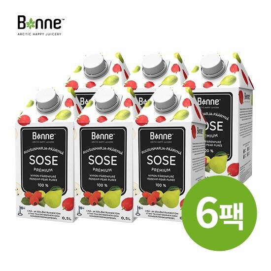 [본네][본네] 프리미엄 로즈힙 배 퓨레 주스 500ml 6팩