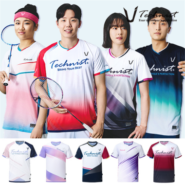 テクニスト男性女性 Tシャツ バドミントン服 衣料品 ゲームウェア