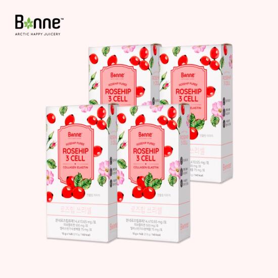 [본네][본네] 프리미엄 로즈힙 쓰리셀 3CELL 마시는 레티놀 콜라겐 엘라스틴 (15g x 14포) x 4박스