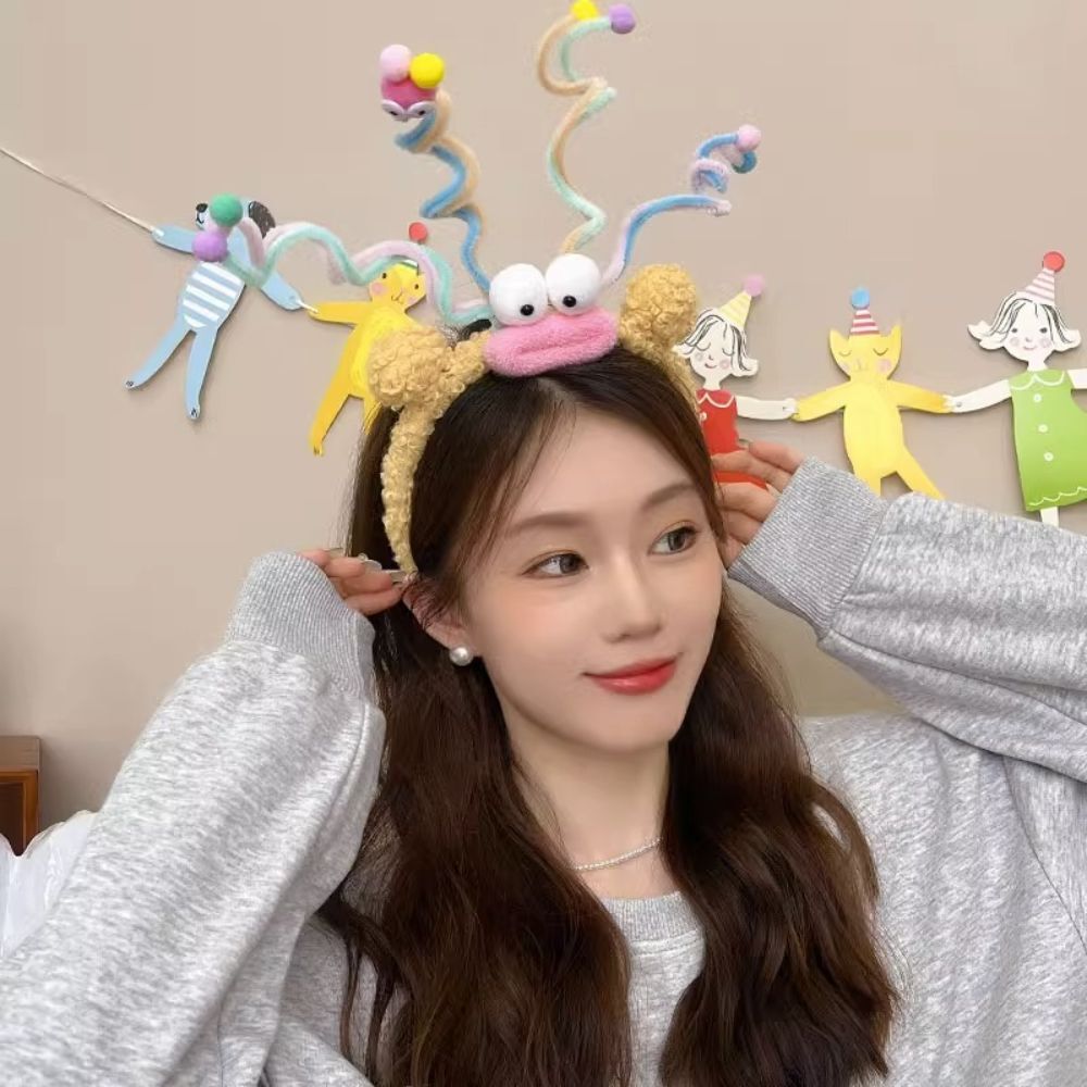 오너클랜 스프링 생일 파티 머리띠 털 꼬불 뽀글 이 폭죽 축하