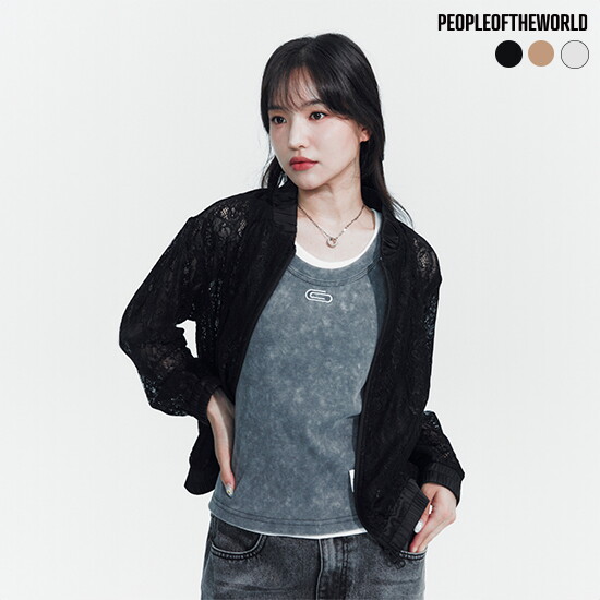 [피플오브더월드]시어 레이스 블루종 자켓