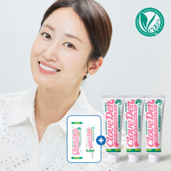 [클로브덴]클로브덴 비건 미백치약 100g 3개, 슈퍼 화이트닝 케어