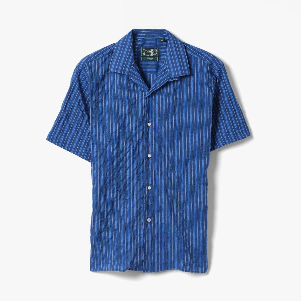 상세참조 샌프란시스코마켓 (GITMAN BROTHERS 짓먼 브라더스) CAMP SHIRT (STRIPE 1) INDIGO/GBF1M40000A82
