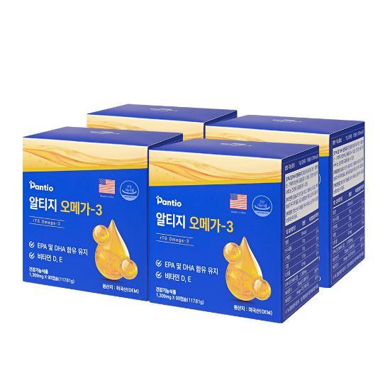 판티오 알티지 보령 약국오메가3 혈액개선 미국산 rTG 비타민E 90캡슐, 4개
