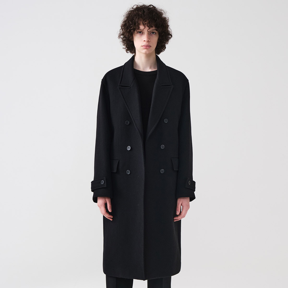 (주)에스티오 에스티코(공식) 더블 브레스티드 WOOL 코트_블랙 (오버핏)_SCTUD73OSB