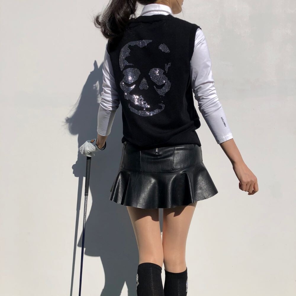 기타 BRAND 기타 로로얼로이 여성골프조끼 홀리데이 스컬 브이넥 베스트 골프 니트조끼 라운딩룩