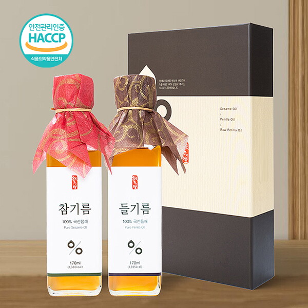서원당 웰굿 국산 저온압착 참기름 들기름 선물세트 1호(참기름,들기름,각170ml)