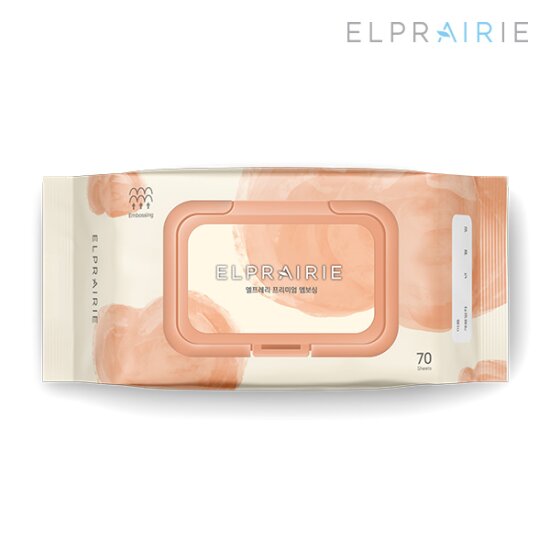[엘프레리] 아기물티슈 프리미엄 레이온 100% 엠보싱 캡형 세트 (70매 10팩) 평량 65gsm/도톰한물티슈