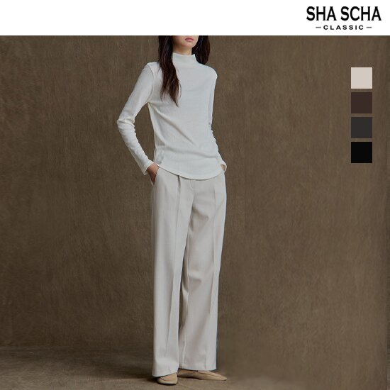 [홈쇼핑인기]샤샤 헤링본 기모 세미와이드 팬츠 1종