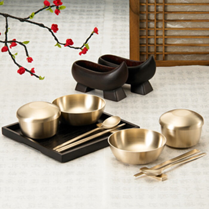 한국유기 [한국유기] 연엽원앙세트(식기2벌+수저2벌+수저받침2개)