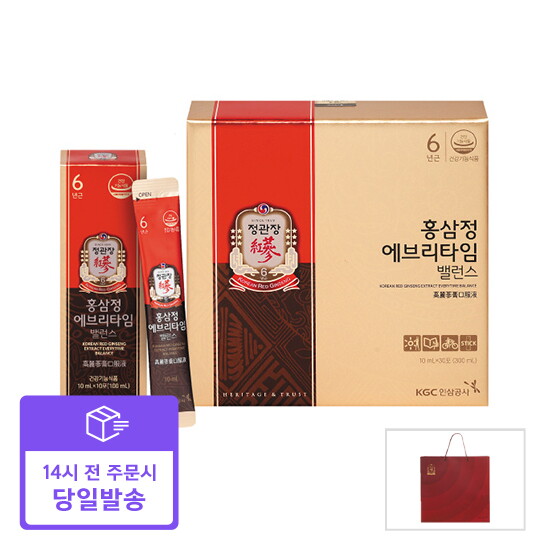 [정관장][빠른배송] 홍삼정 에브리타임밸런스 10ml*30포 2박스+쇼핑백 2개