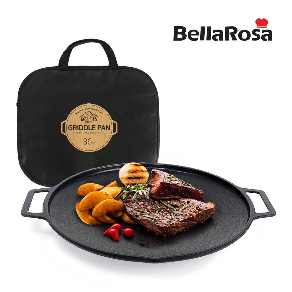 벨라홈 [벨라로사] 국내산 IH 인덕션 캠핑 그리들팬 36cm 고기불판+전용가방(CN8451)
