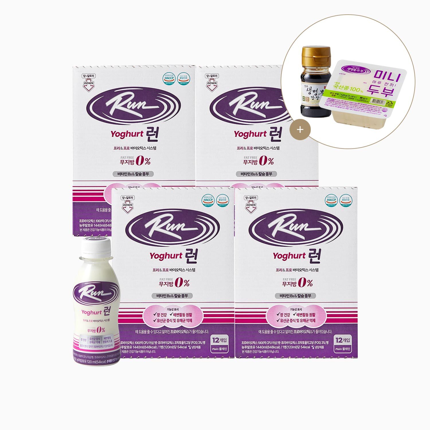 신앙촌 (신앙촌) 프로바이오틱스 런 요구르트 48병 국산미니두부 미니간장 (1세트)