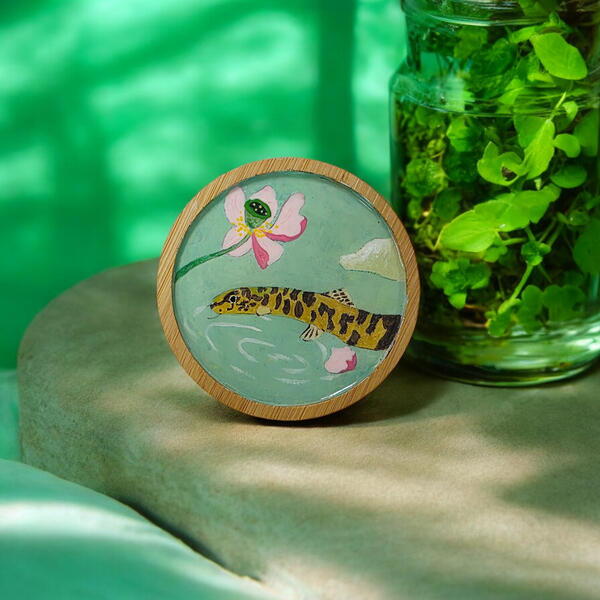 에듀팜몰 아트박스 아트박스/에듀팜몰 멸종위기종 민물어류 원형 우드코스터 시리즈 DIY 키