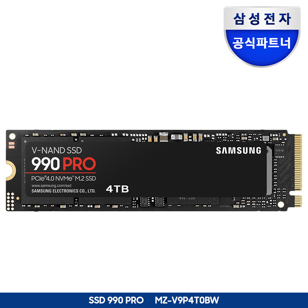 삼성전자 삼성전자 [클릭시5%쿠폰][나사증정]삼성전자 공식인증 SSD MZ-V9P4T0BW 990 PRO 4TB (정품)