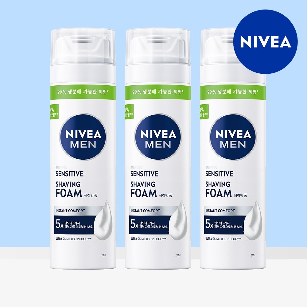 니베아 니베아 맨 센서티브 쉐이빙 폼 200ml 3개
