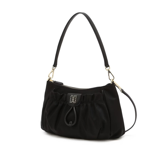 [닥스_핸드백](인기신상)(HILTON) 블랙 DD장식 셔링 포인트 나일론 숄더백 DCBA6E347BK