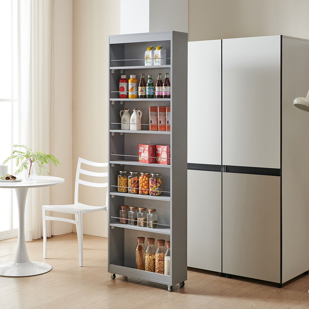 인우드 [인우드가구](포토리뷰 스벅쿠폰증정) 헬리 냉장고 옆 틈새 수납 슬라이딩 7단 수납장 200